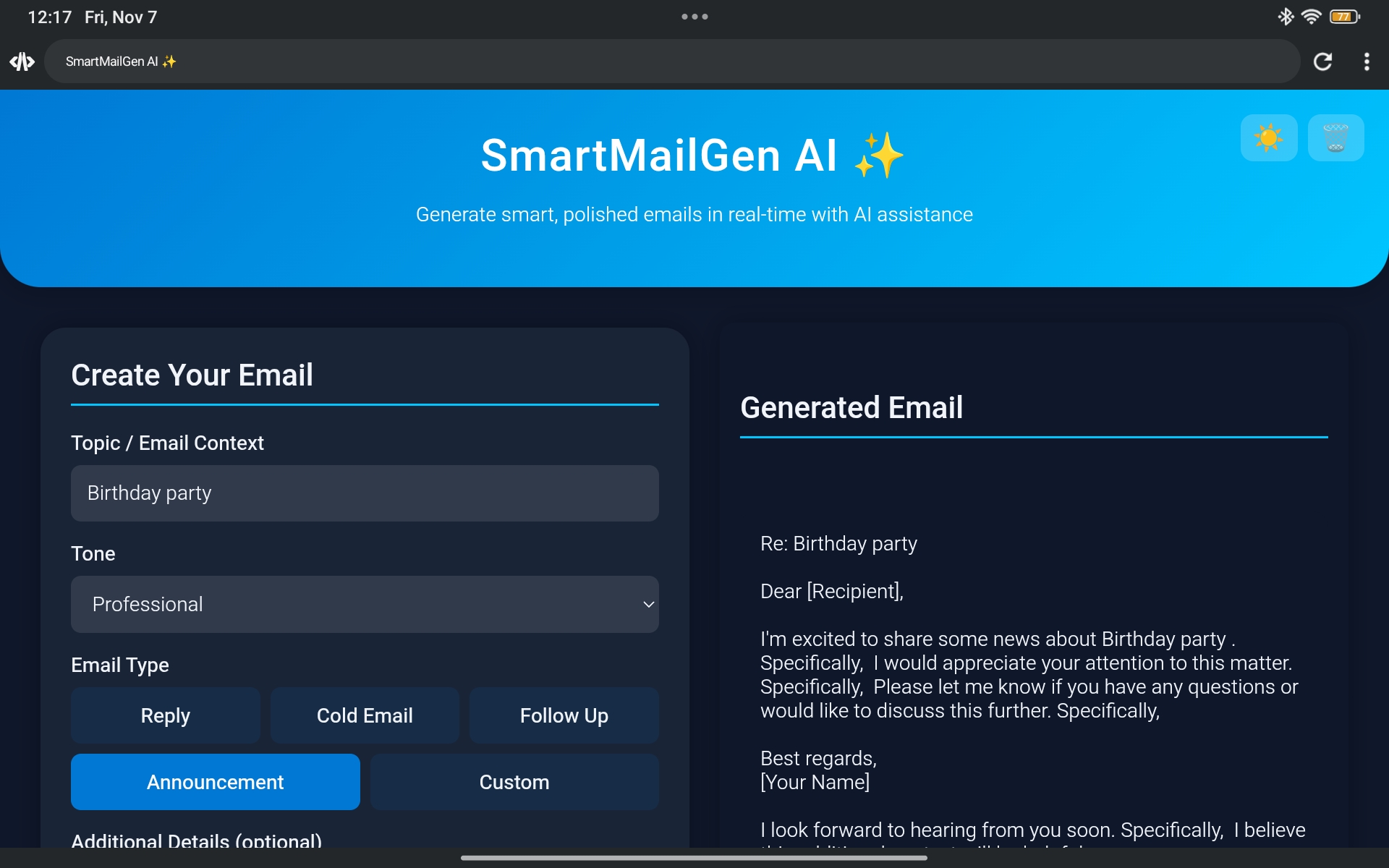 SmartMailGen preview